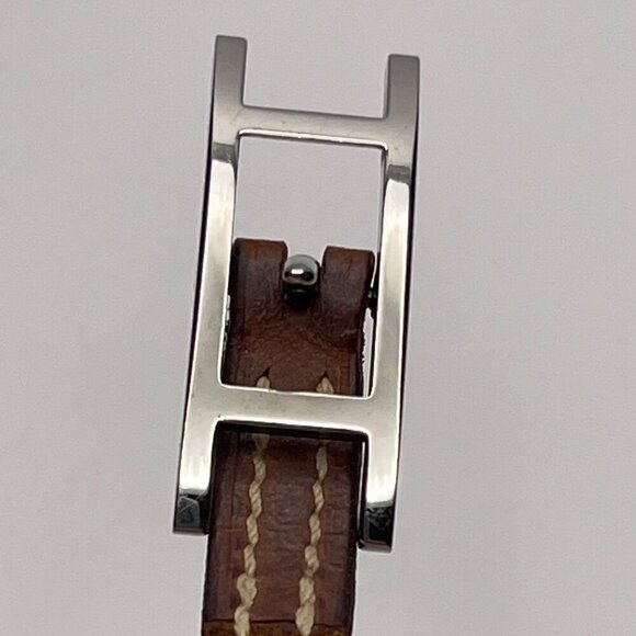 Hermès Vintage Hapi 4 Tours Leather Bracelet w/ Palladium Plated Buckle-Preowned - Picture 4 of 10